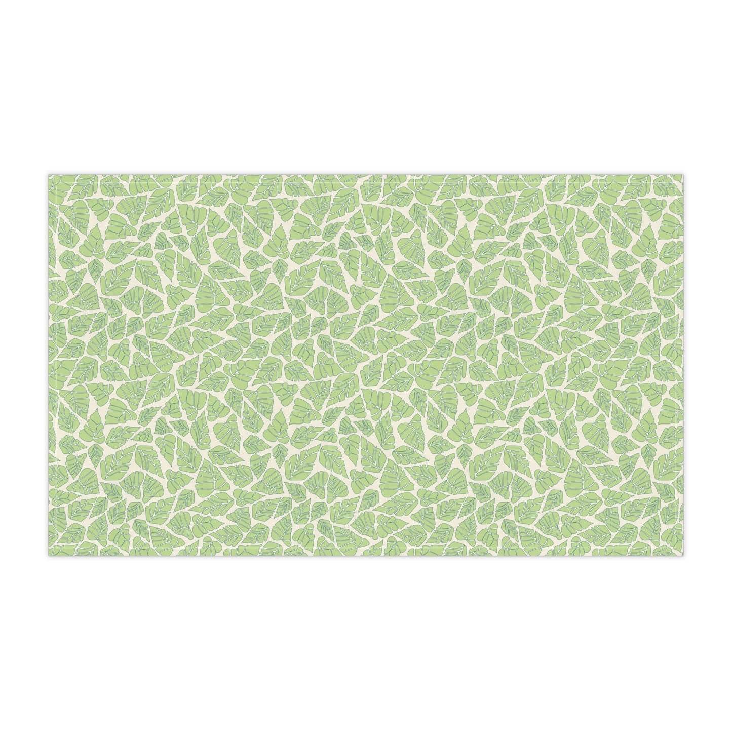 Green Leaves on Cream Kitchen Towel