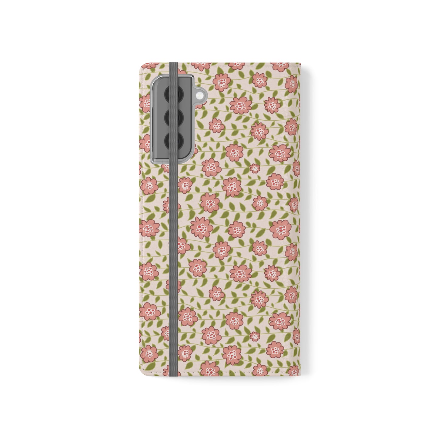 Coral Flowers on Cream Flip Cases for Samsung