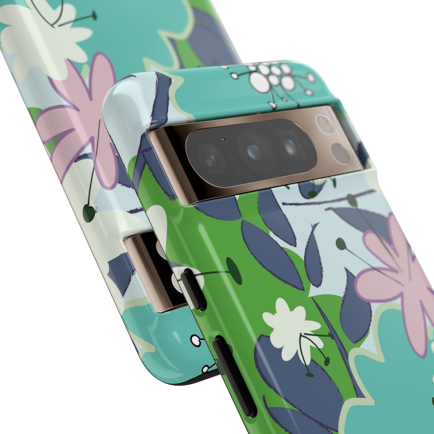 Mid Mod Floral in Blue and Green Tough Cases