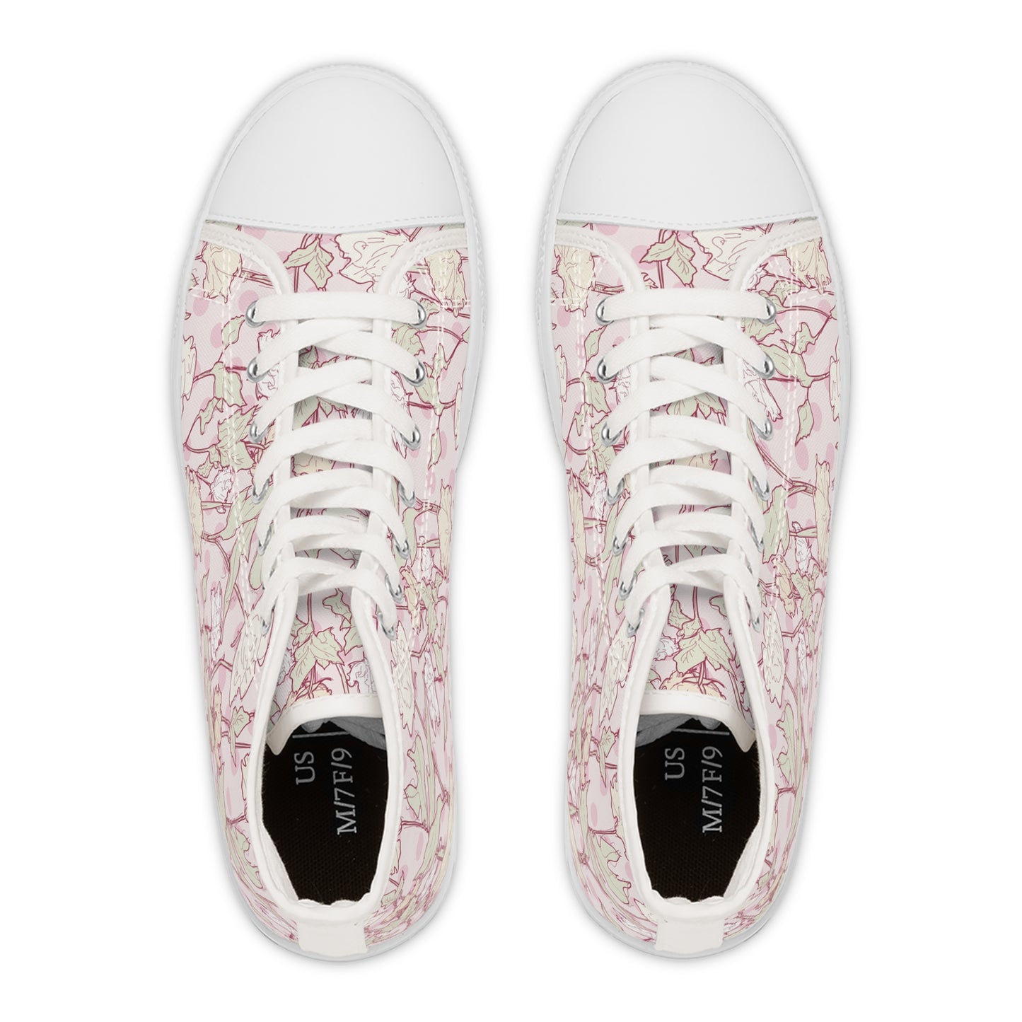 Roses and Dots in Pink Women's High Top Sneakers