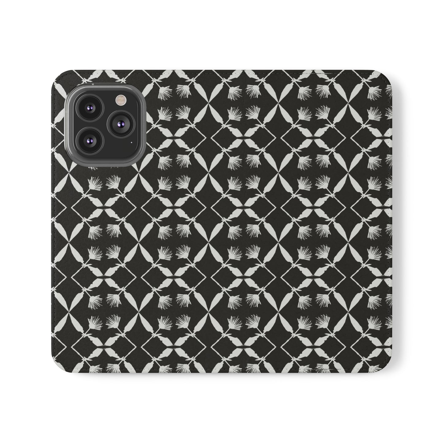 Black and White Floral Flip Cases for iPhone