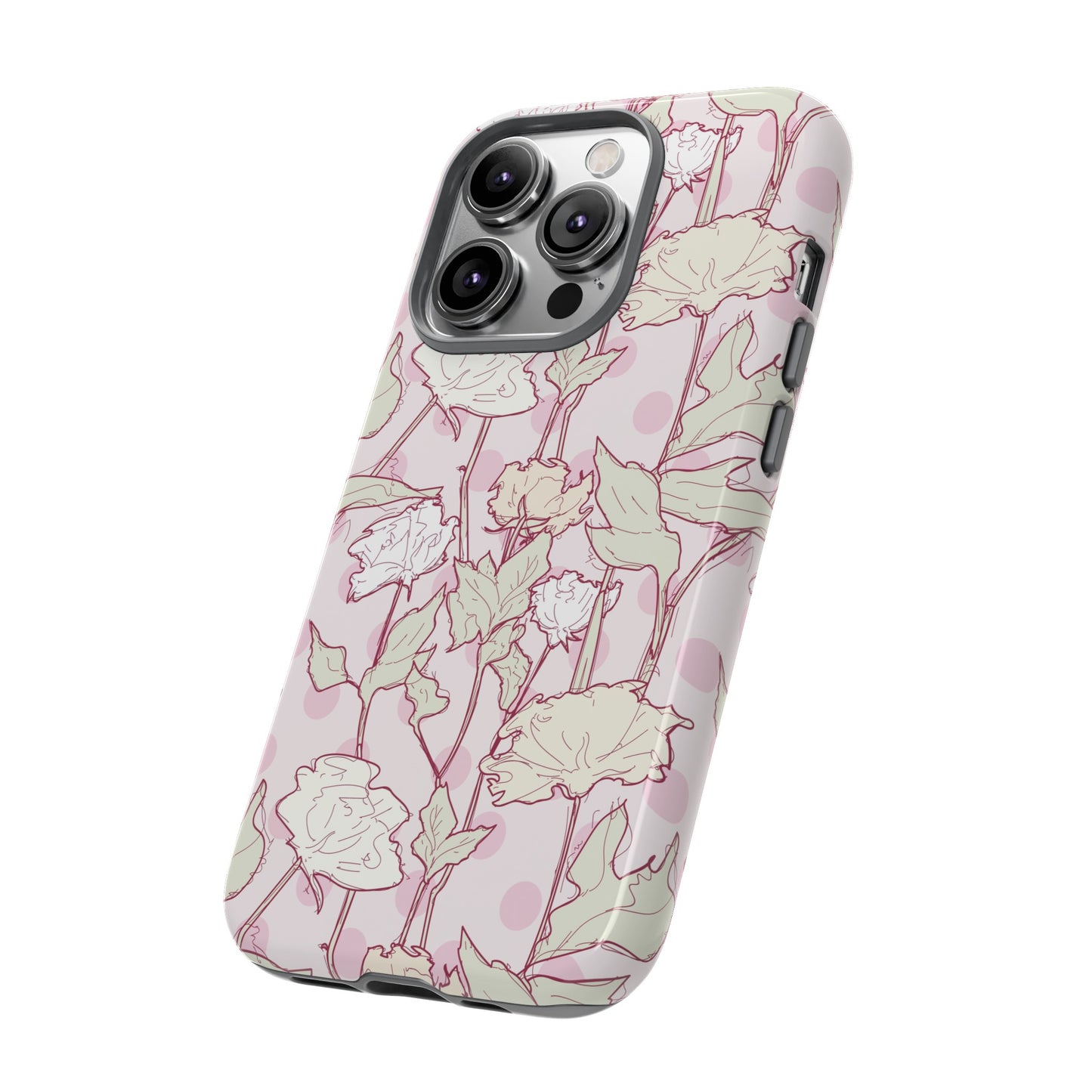 Roses and Dots in Pink Tough Cases for iPhone