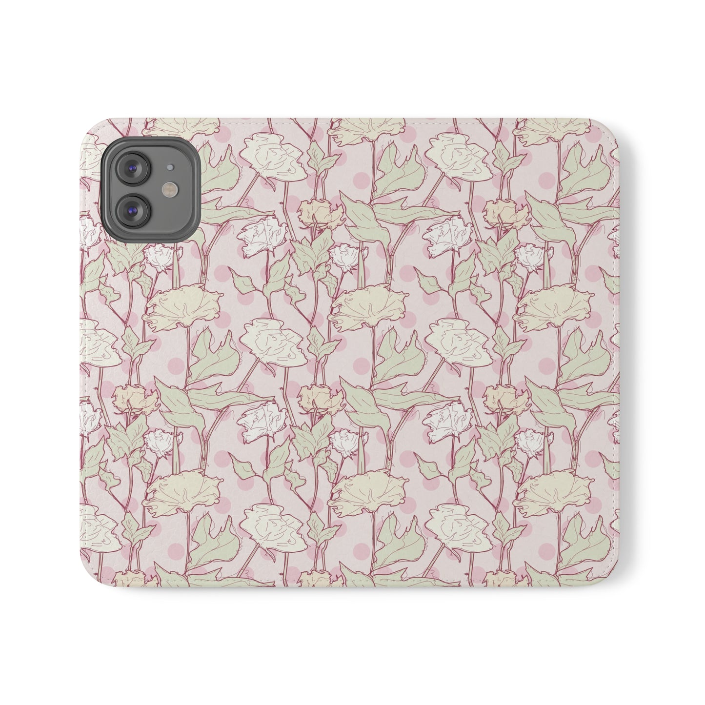 Roses and Dots in Pink Flip Cases for iPhone