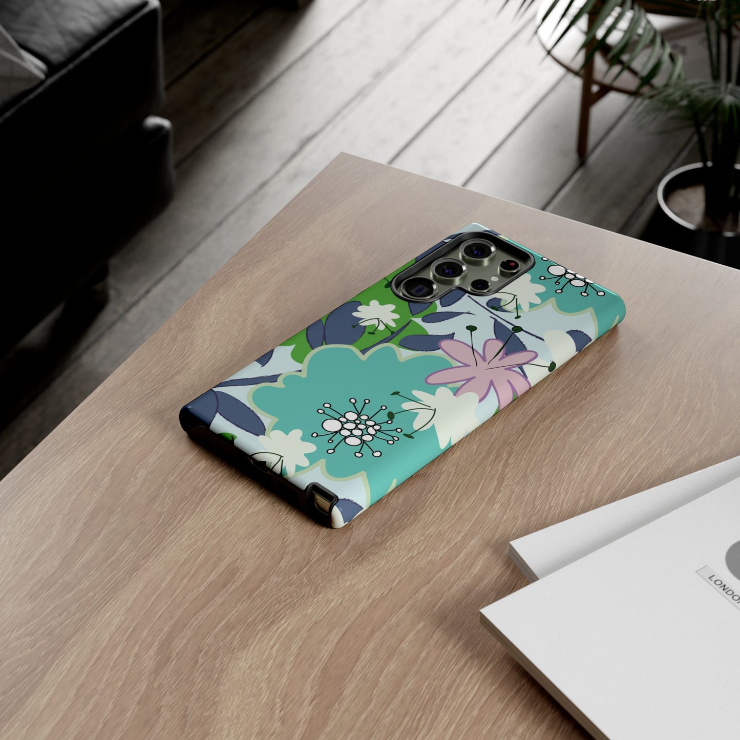 Mid Mod Floral in Blue and Green Tough Cases