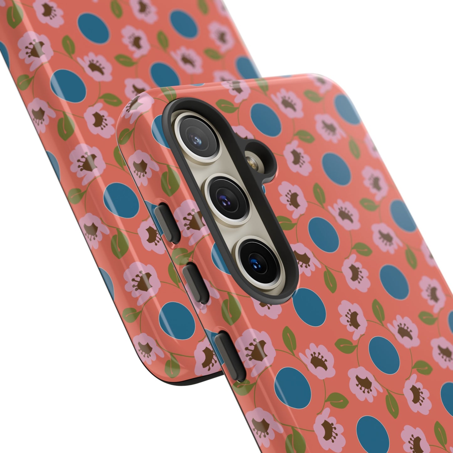 Wildflowers with Dots in Coral and Blue Tough Cases for Samsung