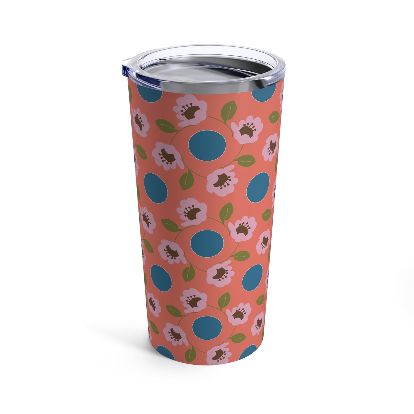 Wildflowers with Dots in Coral and Blue Tumbler 20oz