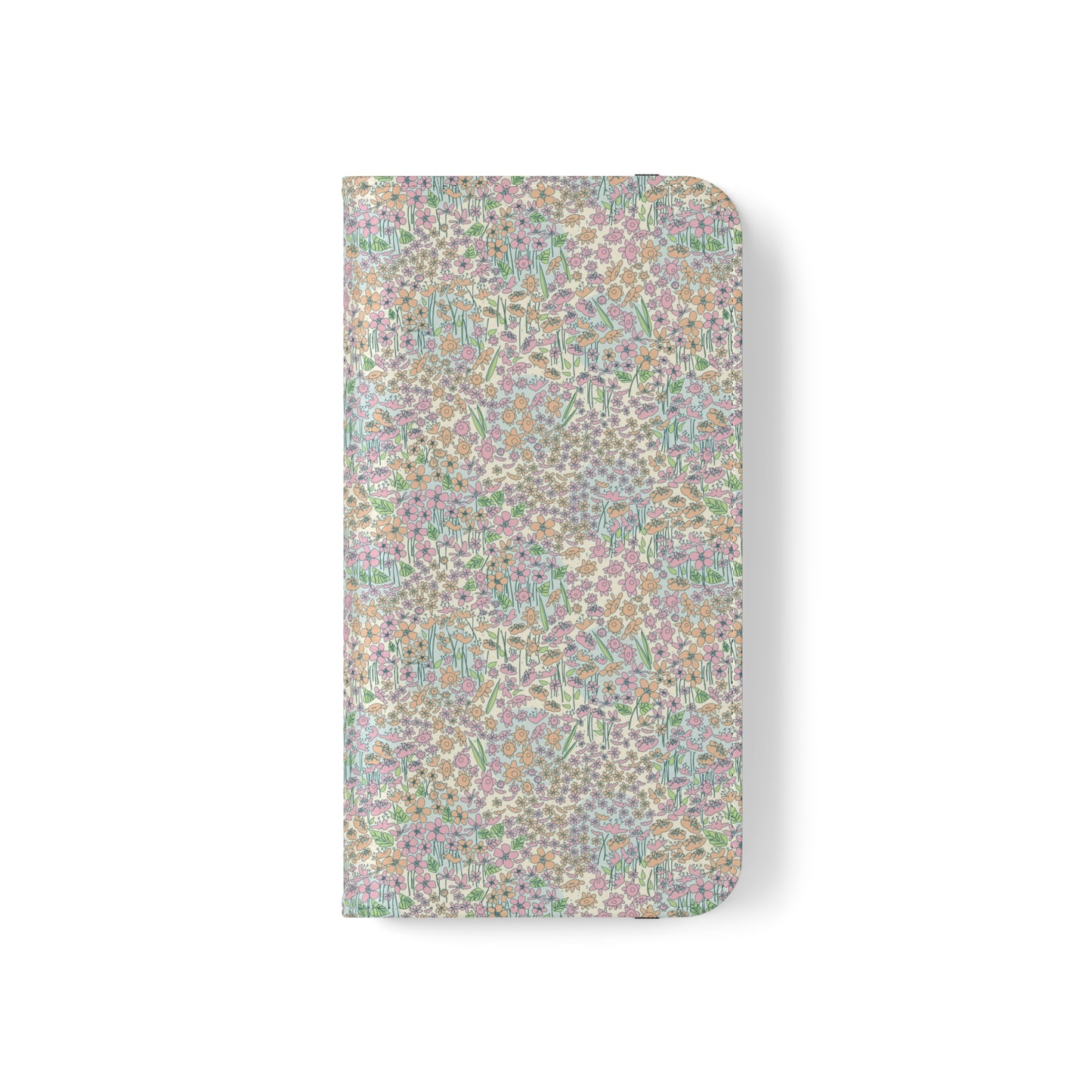 Orange and Pink Flowers on Blue Dot Flip Cases for iPhone