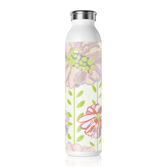 Soft Watercolor Floral Slim Water Bottle