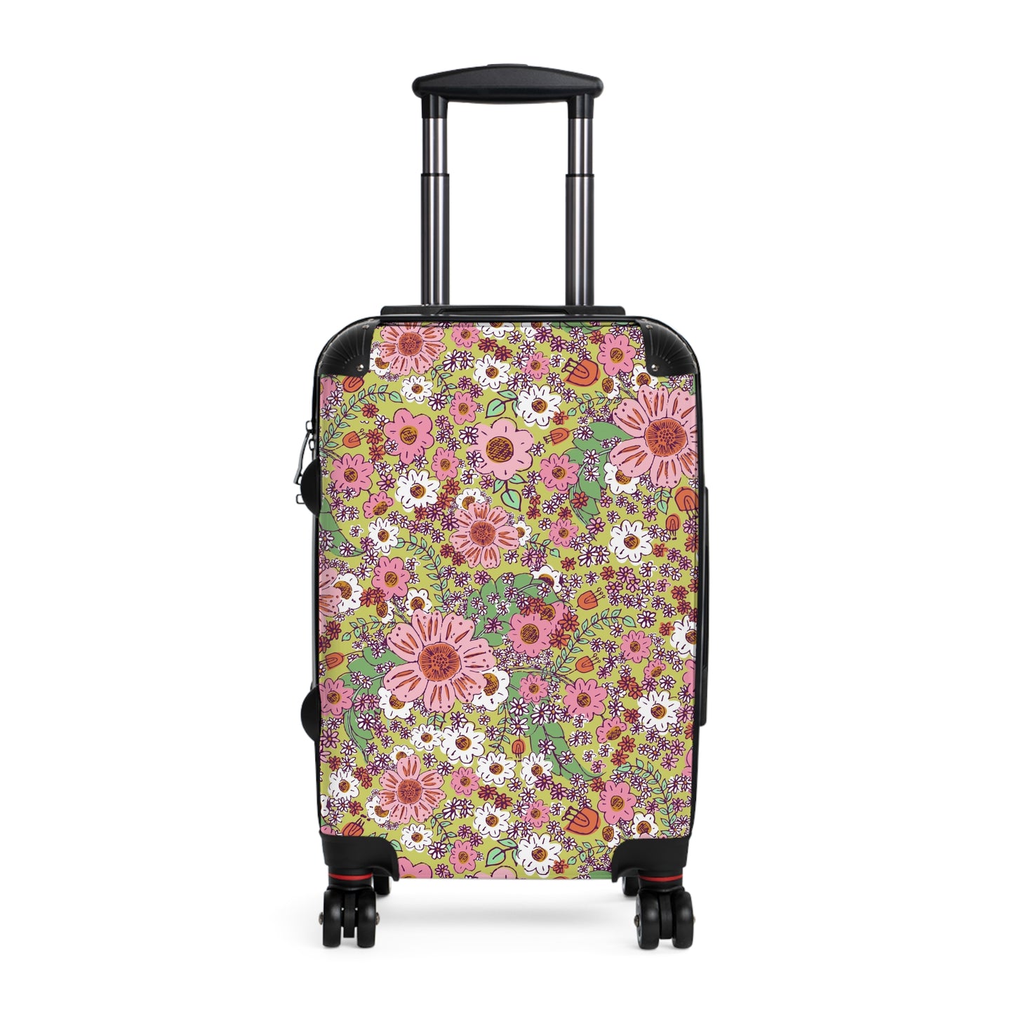 Cheerful Watercolor Flowers on Bright Green Suitcase