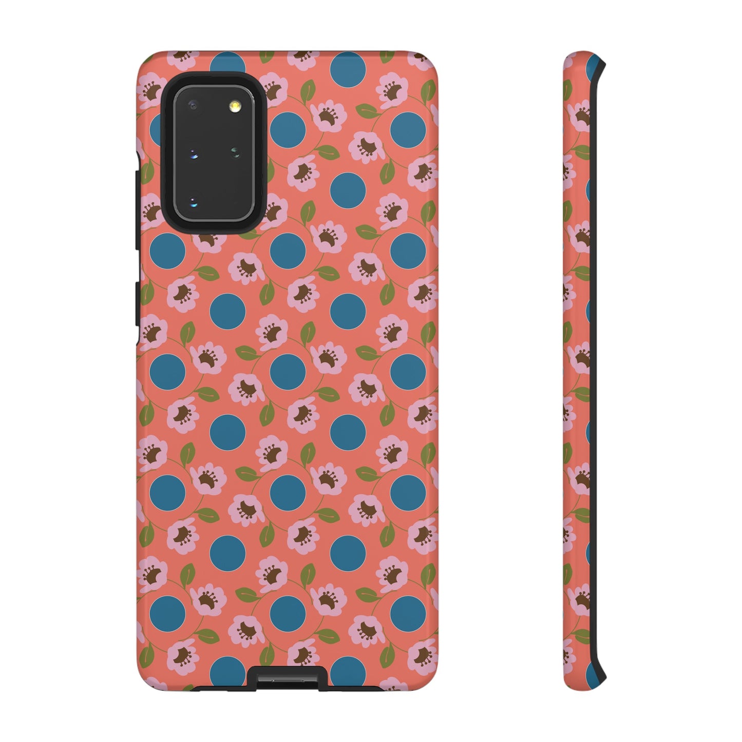 Wildflowers with Dots in Coral and Blue Tough Cases for Samsung