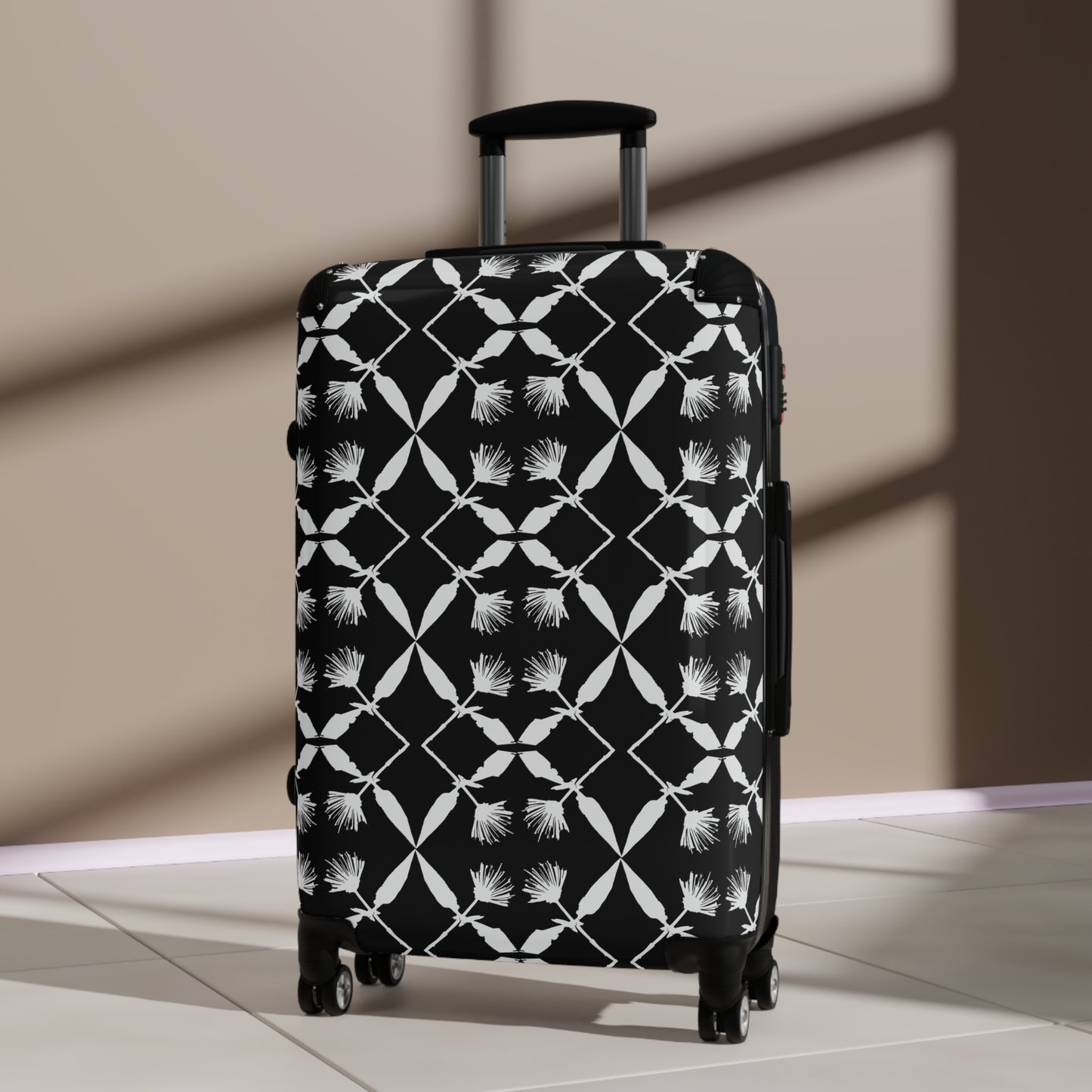 Black and White Floral Suitcase