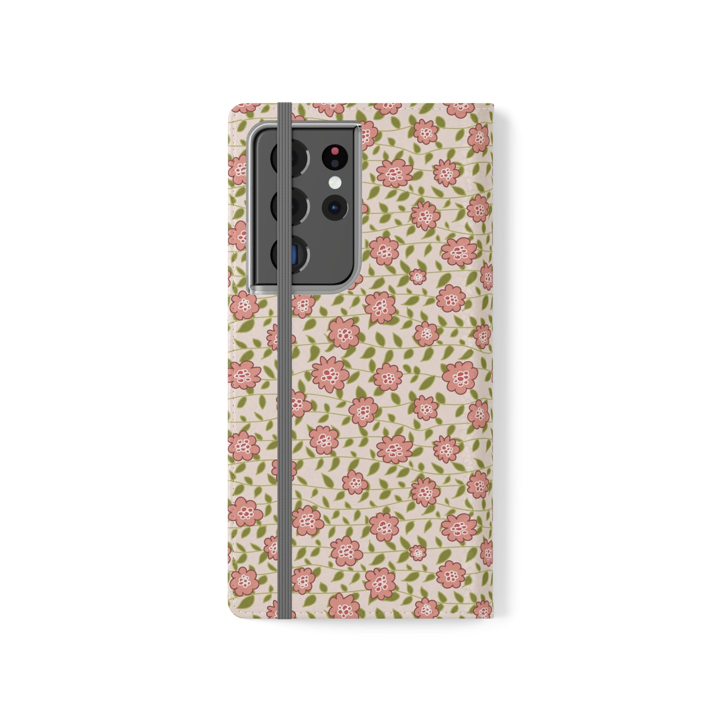 Coral Flowers on Cream Flip Cases for Samsung