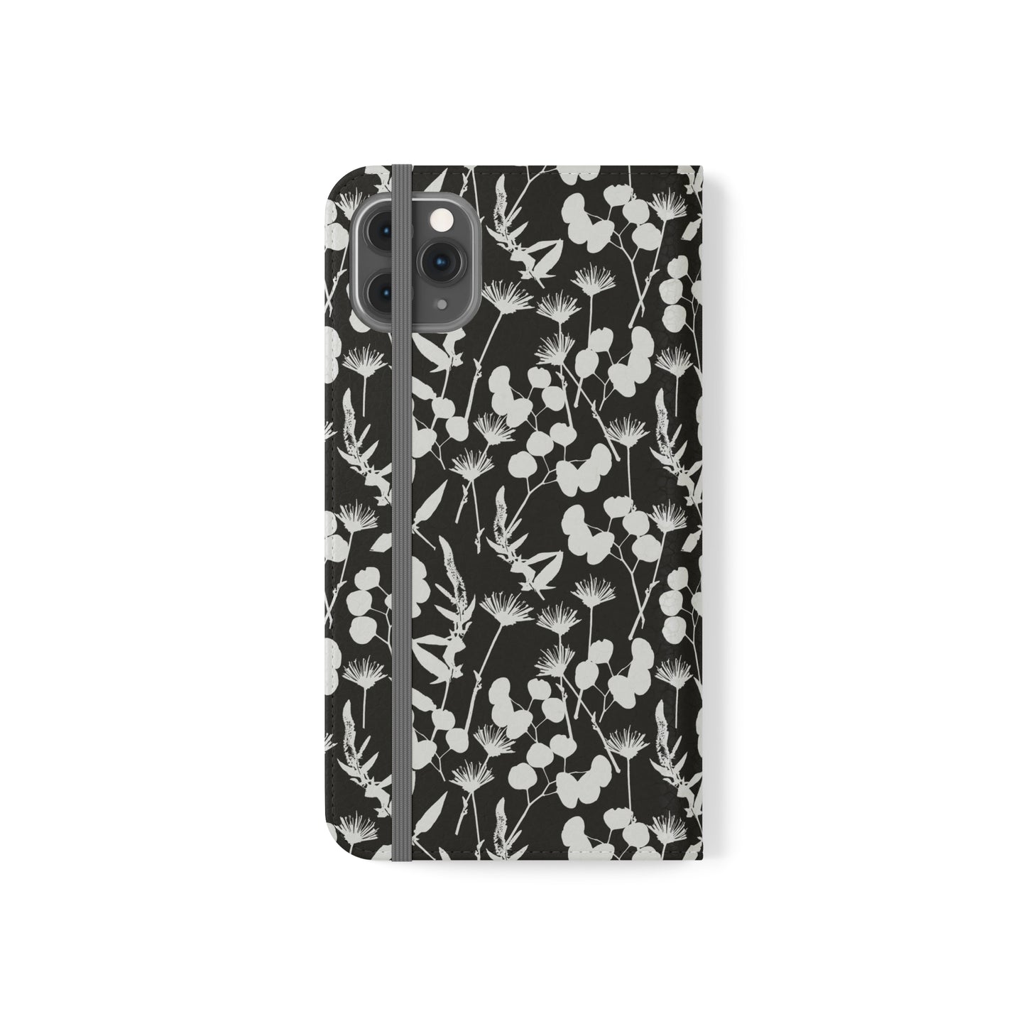 Black and White Floral Flip Cases for iPhone