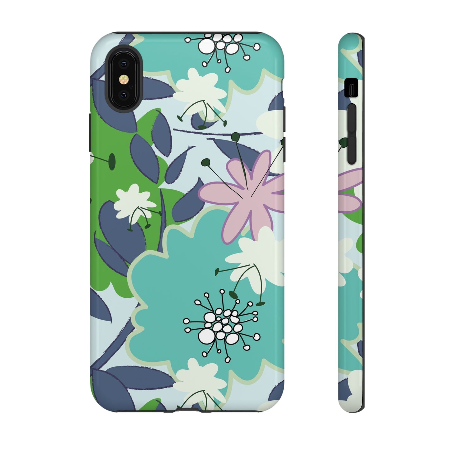 Mid Mod Floral in Blue and Green Tough Cases