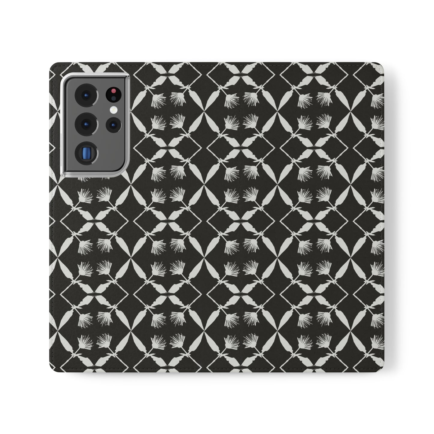 Black and White Floral Flip Cases for Samsung