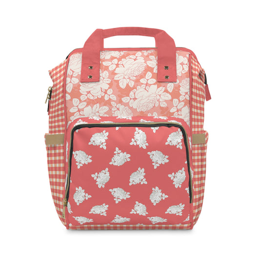 Peach and Cream Roses Multifunctional Diaper Backpack