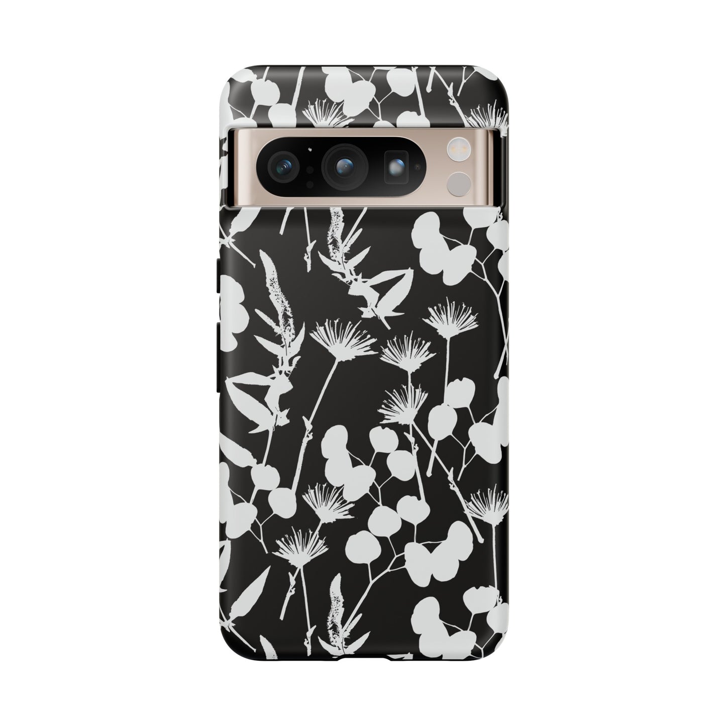 Black and White Floral Tough Cases for Google Pixel