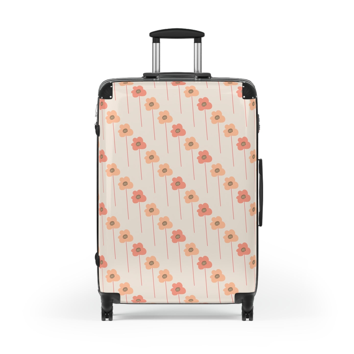 Peach and Coral Wildflowers on Cream Suitcase