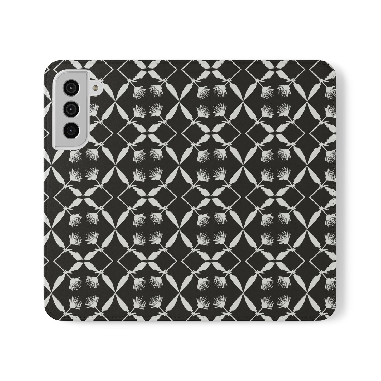 Black and White Floral Flip Cases for Samsung