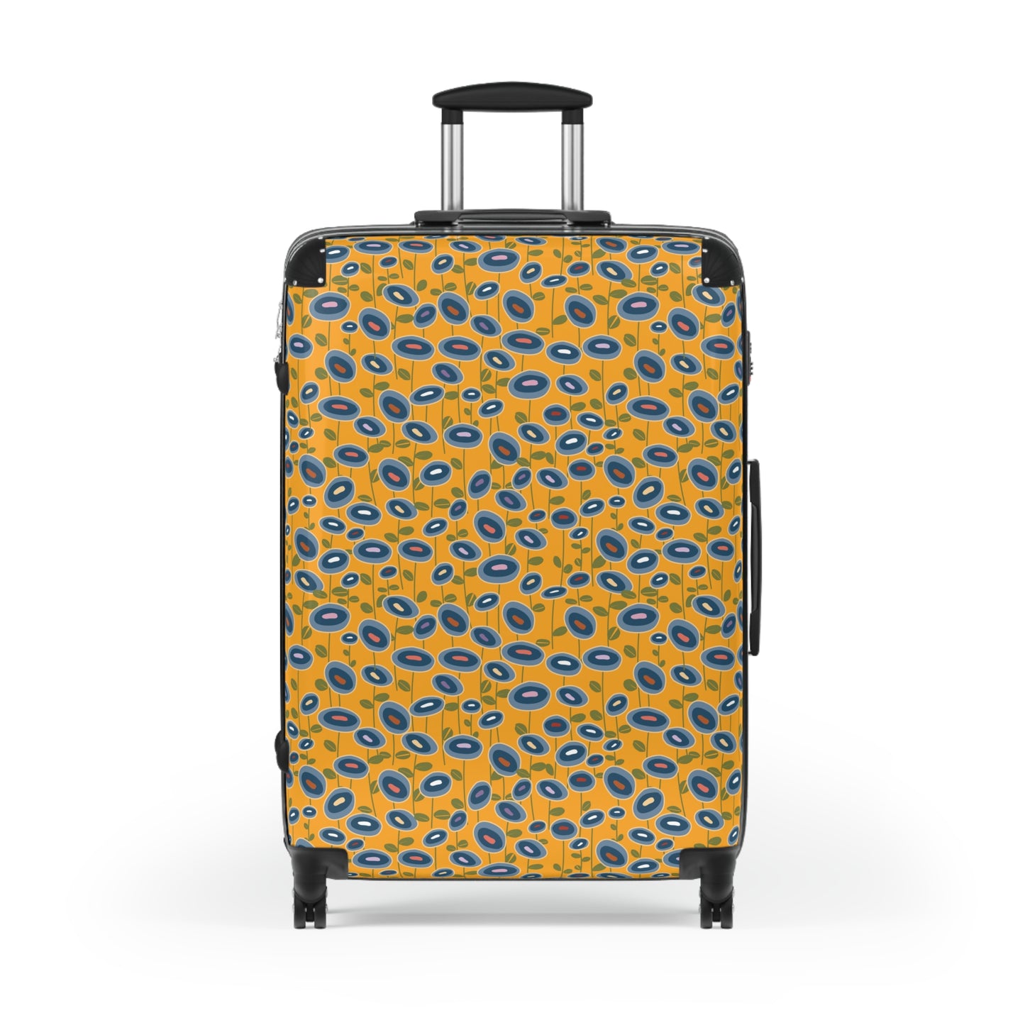 Blue Wildflowers on Yellow Suitcase