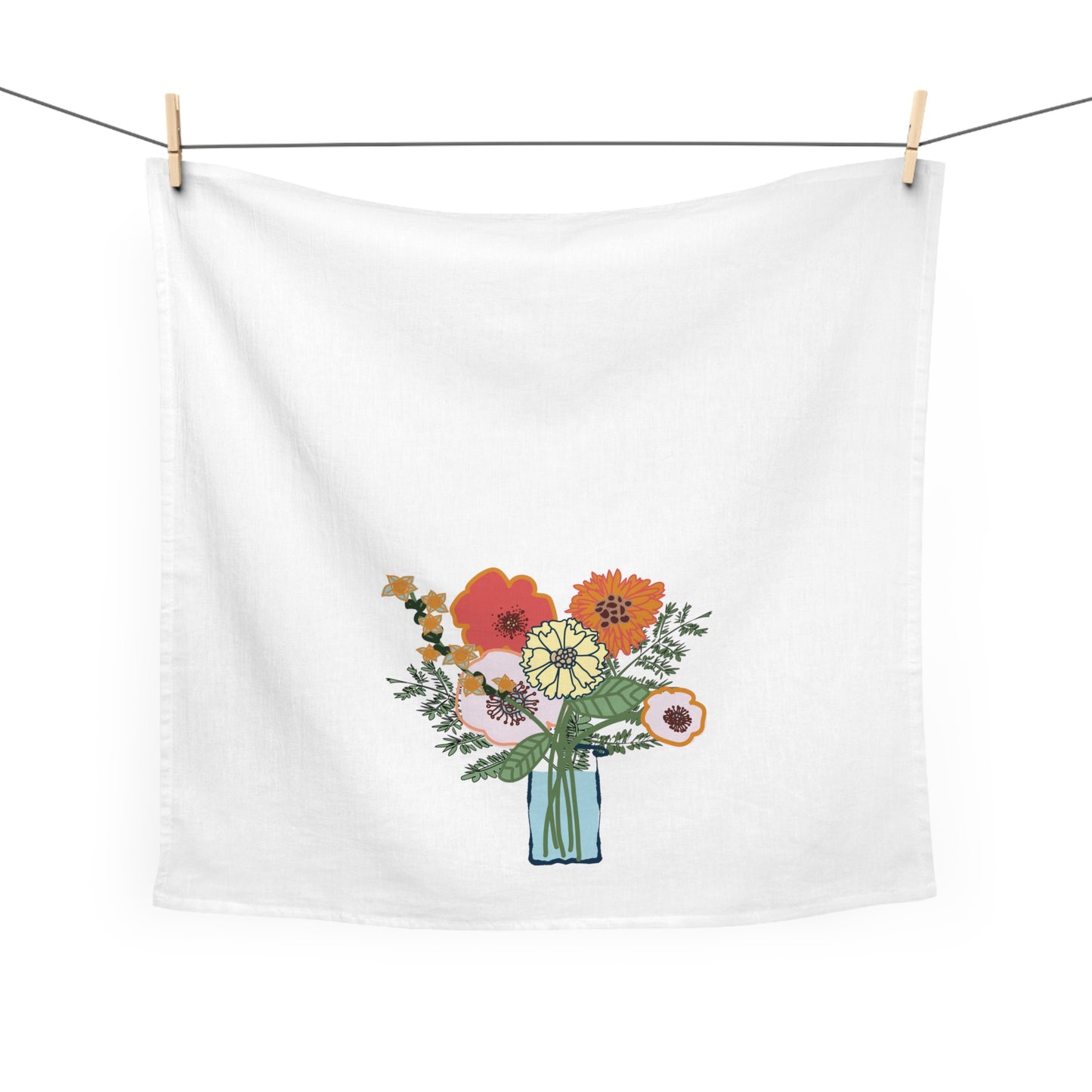 Colorful Flowers Tea Towel