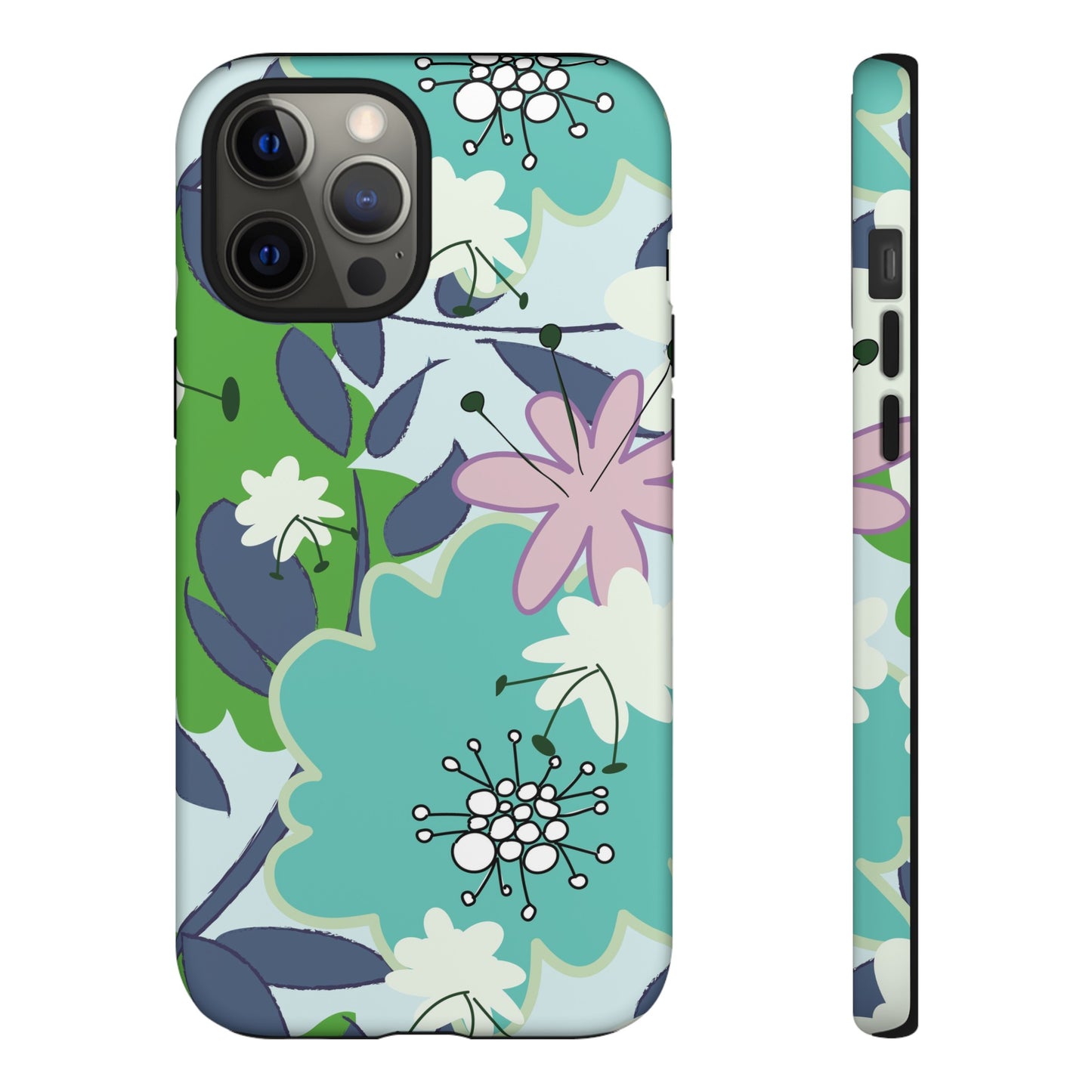 Mid Mod Floral in Blue and Green Tough Cases