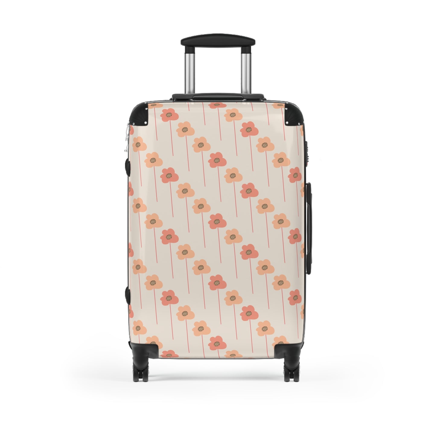 Peach and Coral Wildflowers on Cream Suitcase