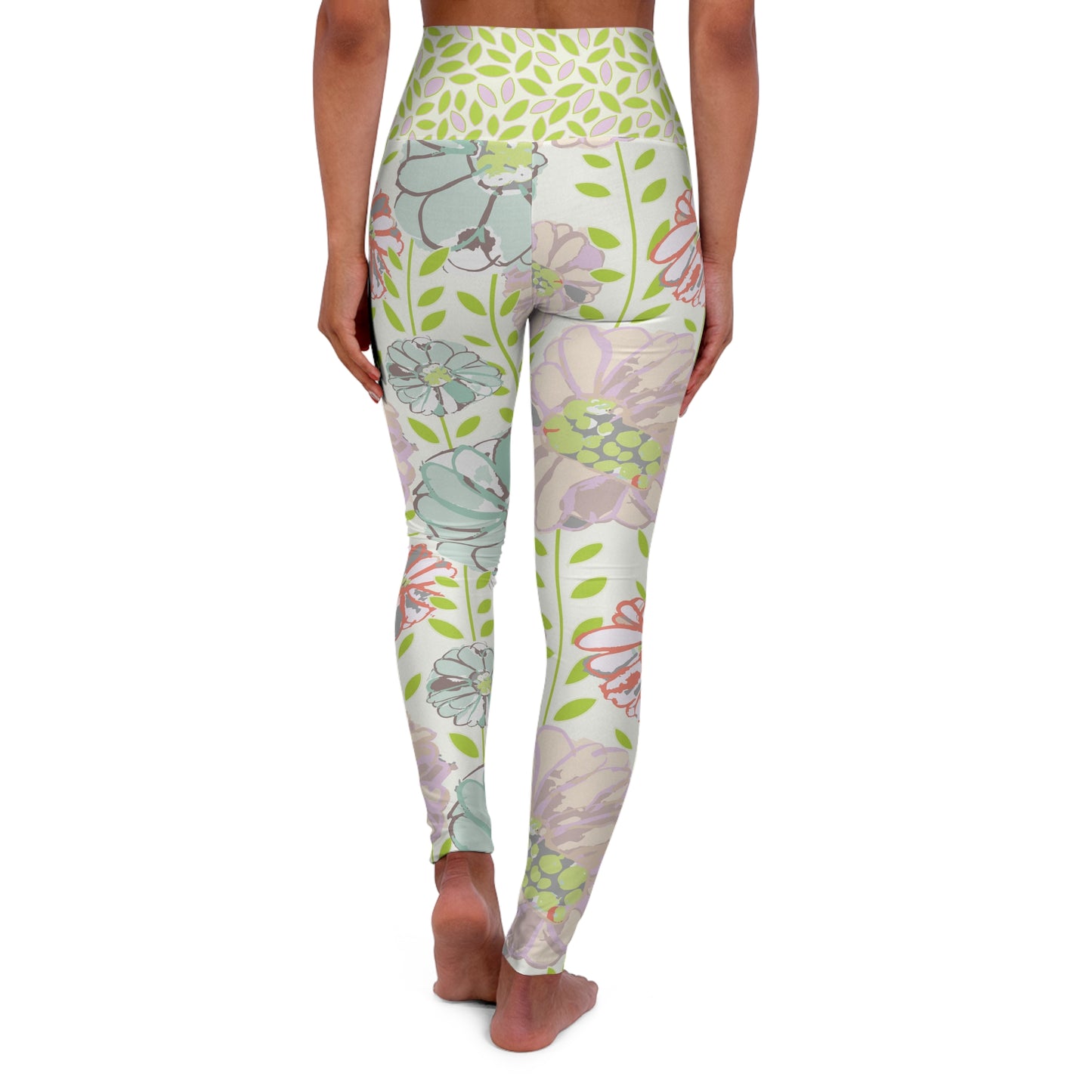 Soft Watercolor Floral High Waisted Yoga Leggings