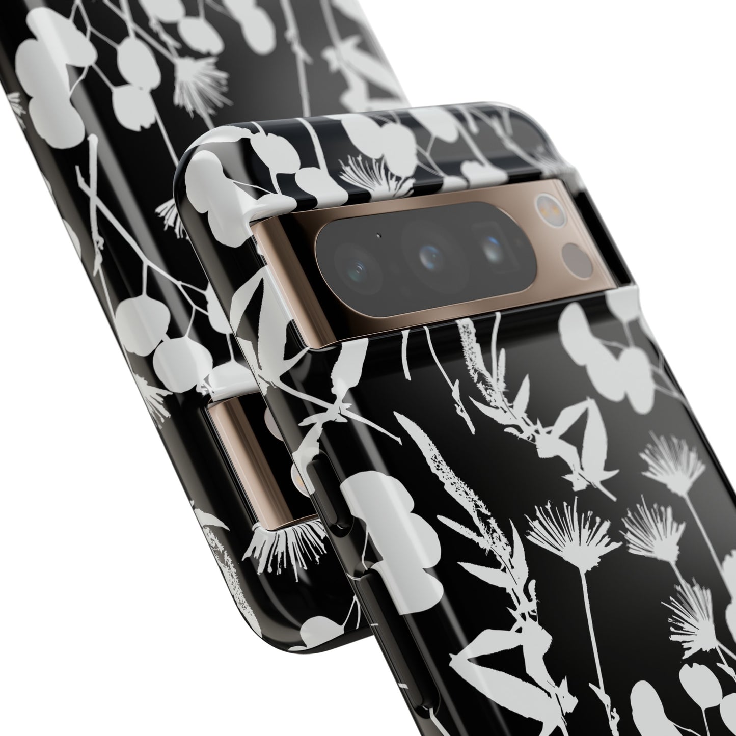 Black and White Floral Tough Cases for Google Pixel