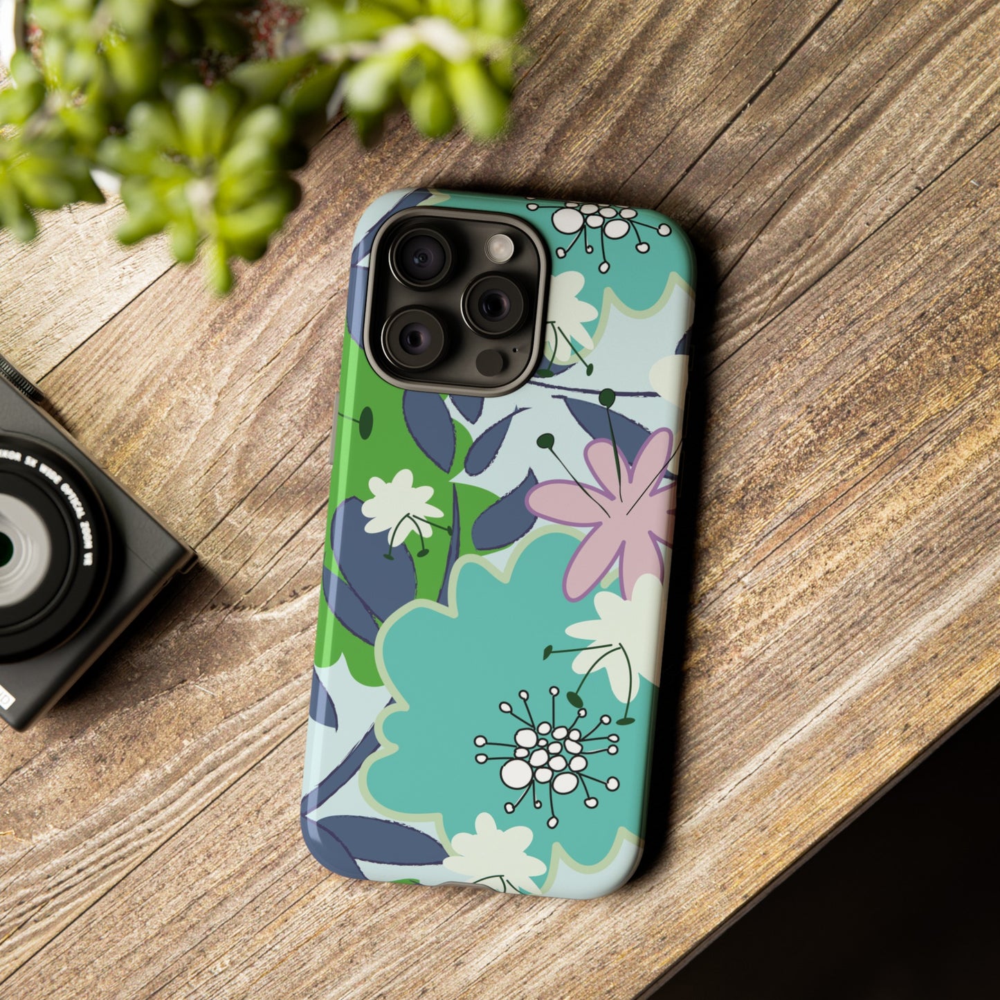 Mid Mod Floral in Blue and Green Tough Cases