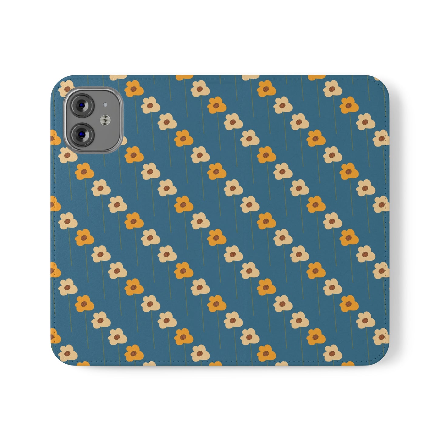 Yellow Wildflowers on Blue Flip Cases for iPhone