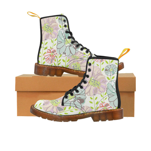 Soft Watercolor Floral Women's Canvas Boots