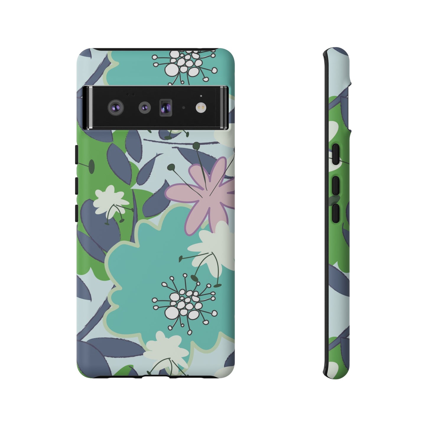 Mid Mod Floral in Blue and Green Tough Cases