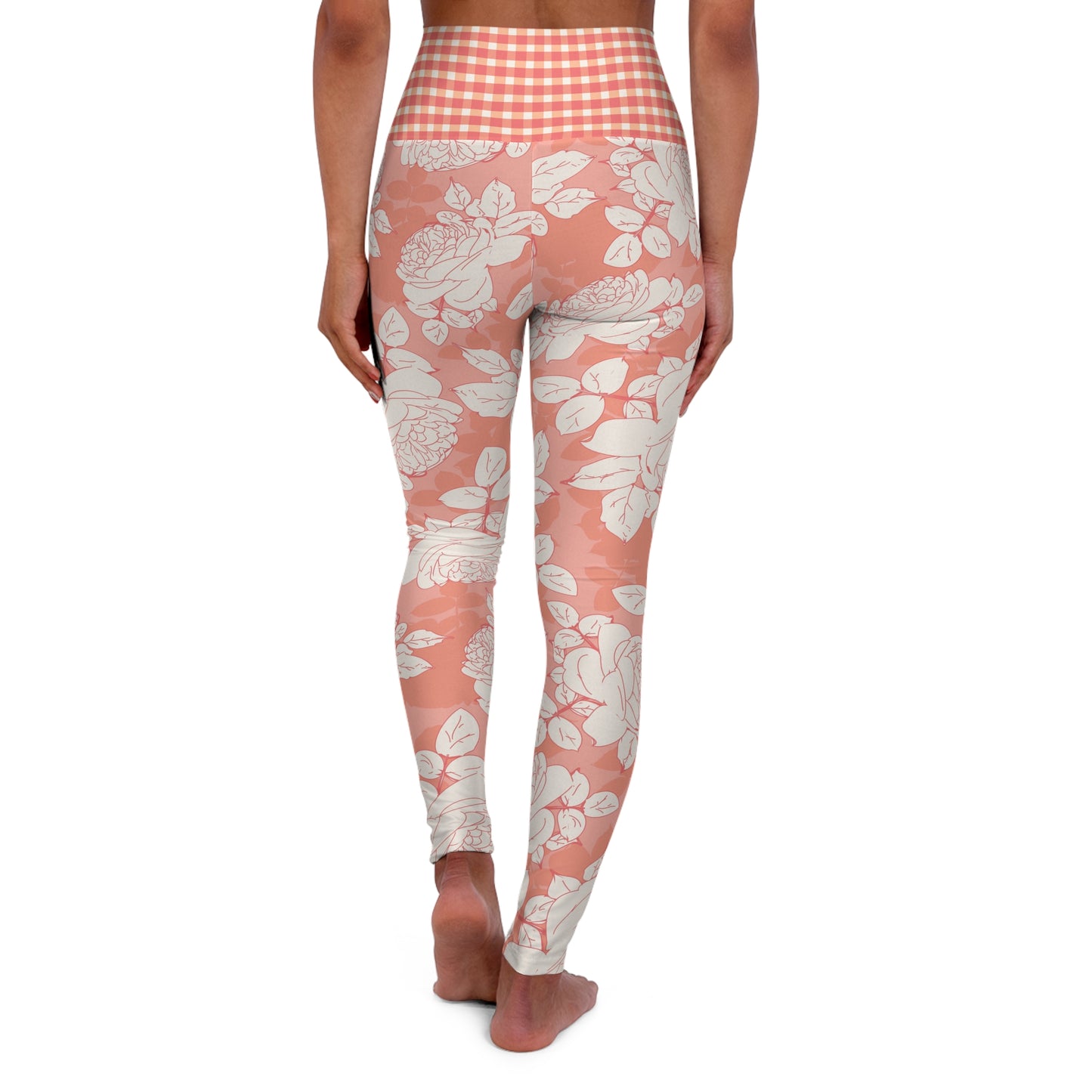 Peach and Cream RosesHigh Waisted Yoga Leggings