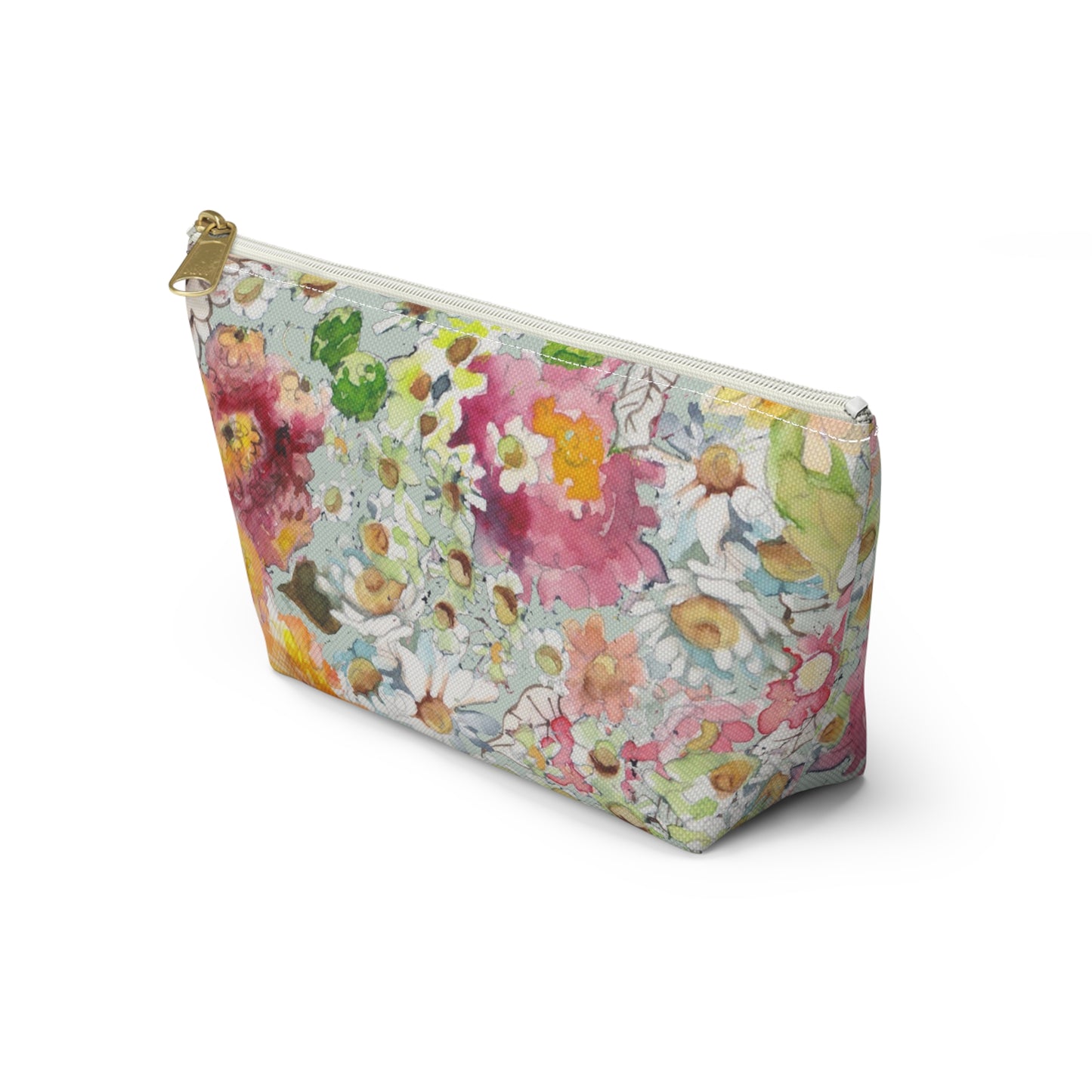 Farmhouse Floral Accessory Pouch w T-bottom