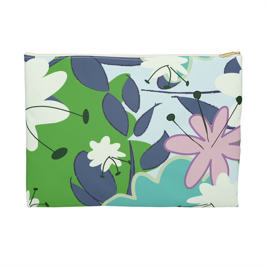 Mid Mod Floral in Blue and Green Accessory Pouch