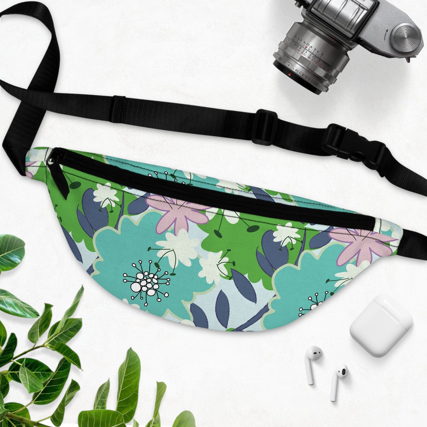 Mid Mod Floral in Blue and Green Fanny Pack