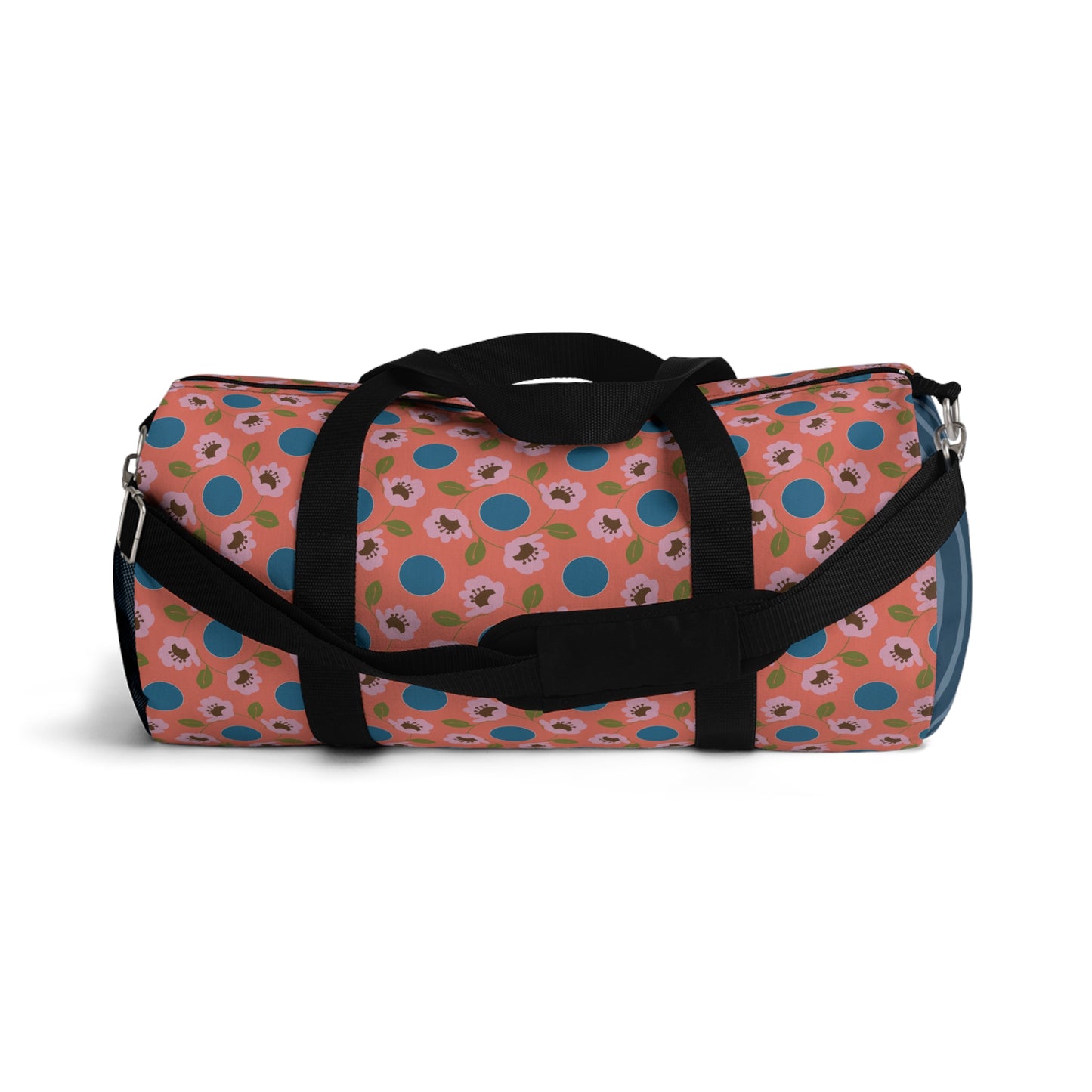 Wildflowers with Dots on Coral and Blue Duffel Bag