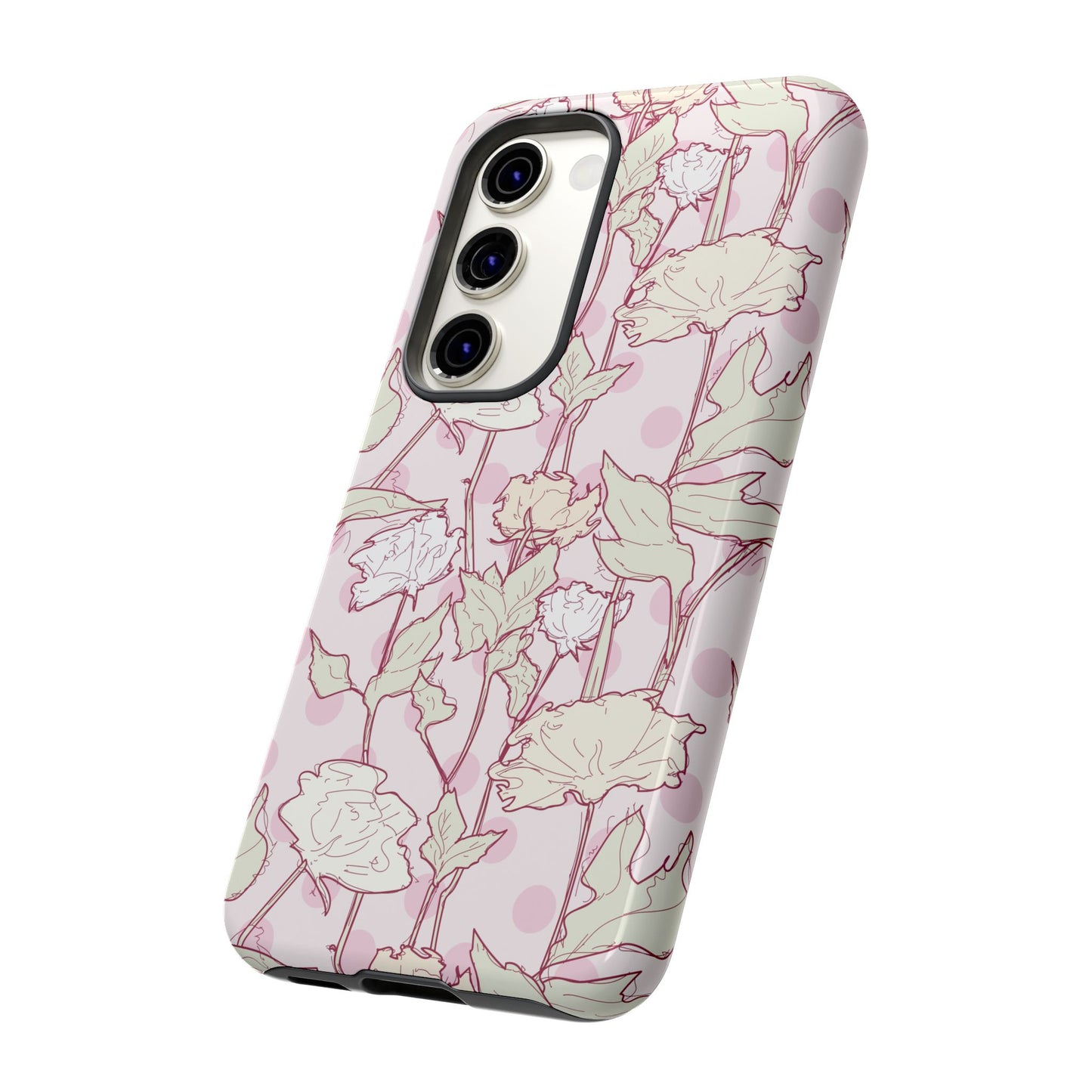 Roses and Dots in Pink Tough Cases for Samsung.