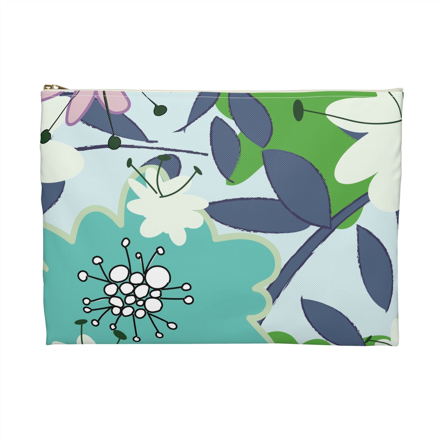 Mid Mod Floral in Blue and Green Accessory Pouch