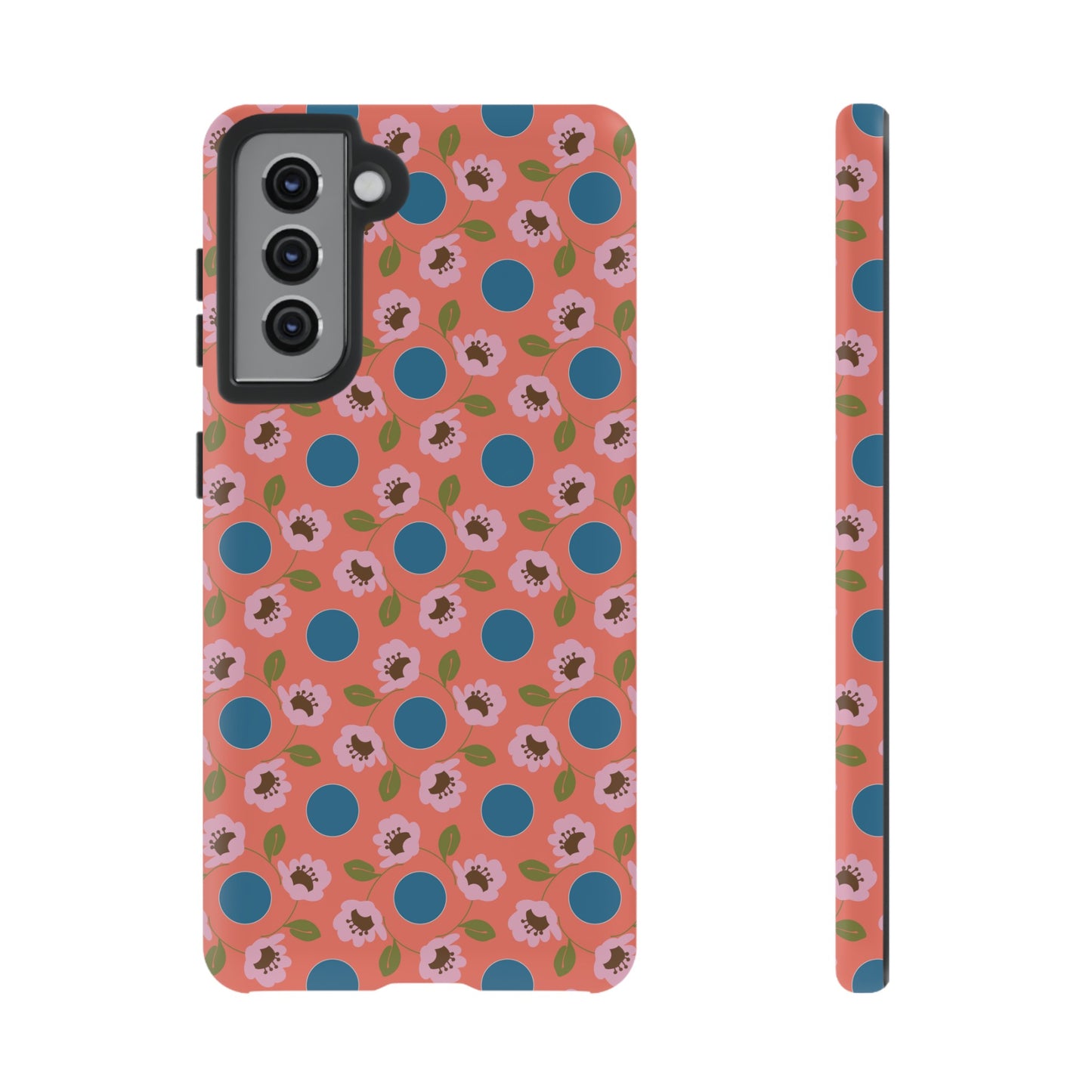 Wildflowers with Dots in Coral and Blue Tough Cases for Samsung