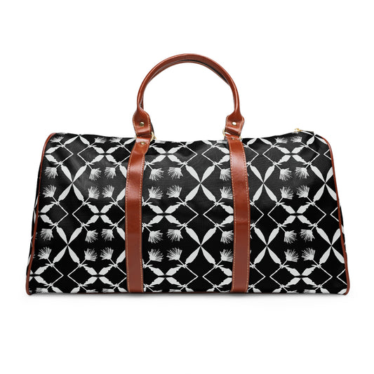 Black and White Floral Waterproof Travel Bag