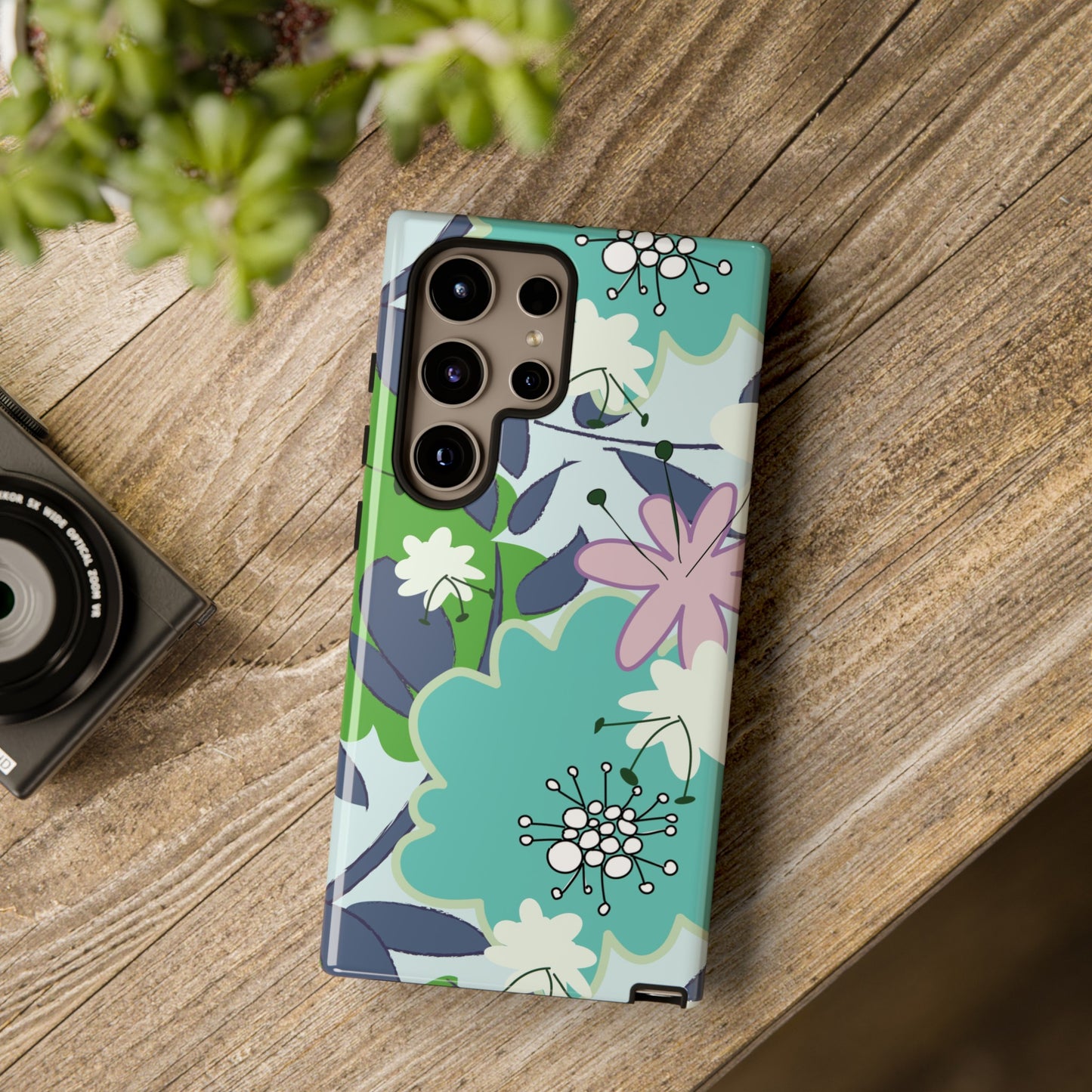 Mid Mod Floral in Blue and Green Tough Cases