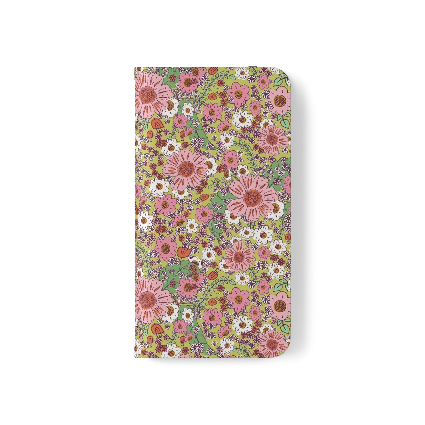 Cheerful Watercolor Flowers on Bright Green Flip Cases for Samsung