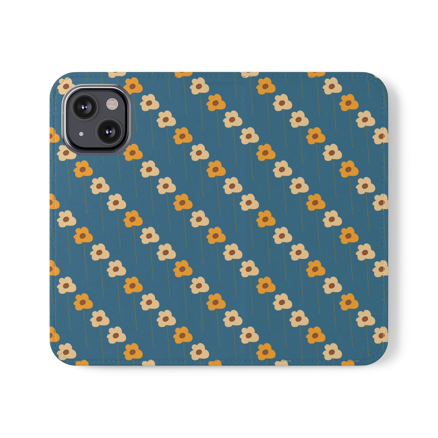 Yellow Wildflowers on Blue Flip Cases for iPhone