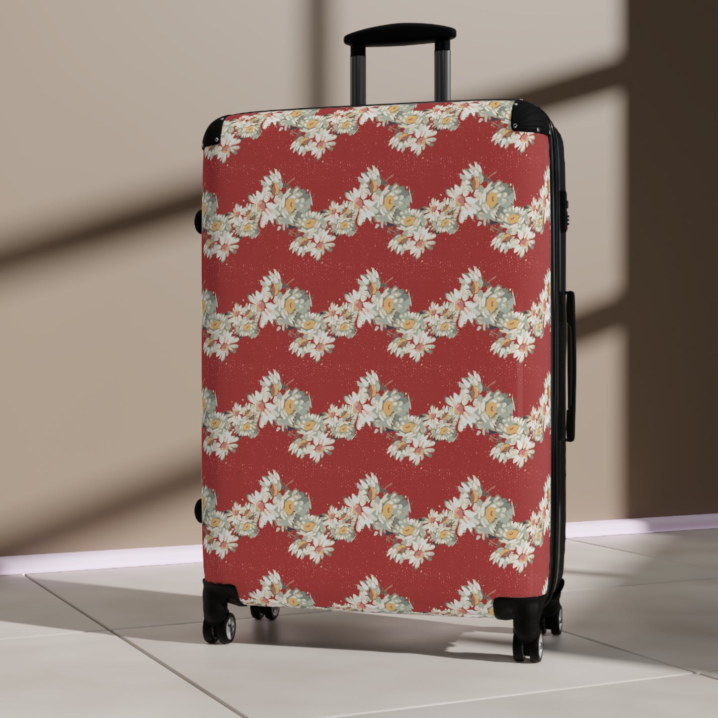 Daisies, Zig Zag Stripe Suitcase