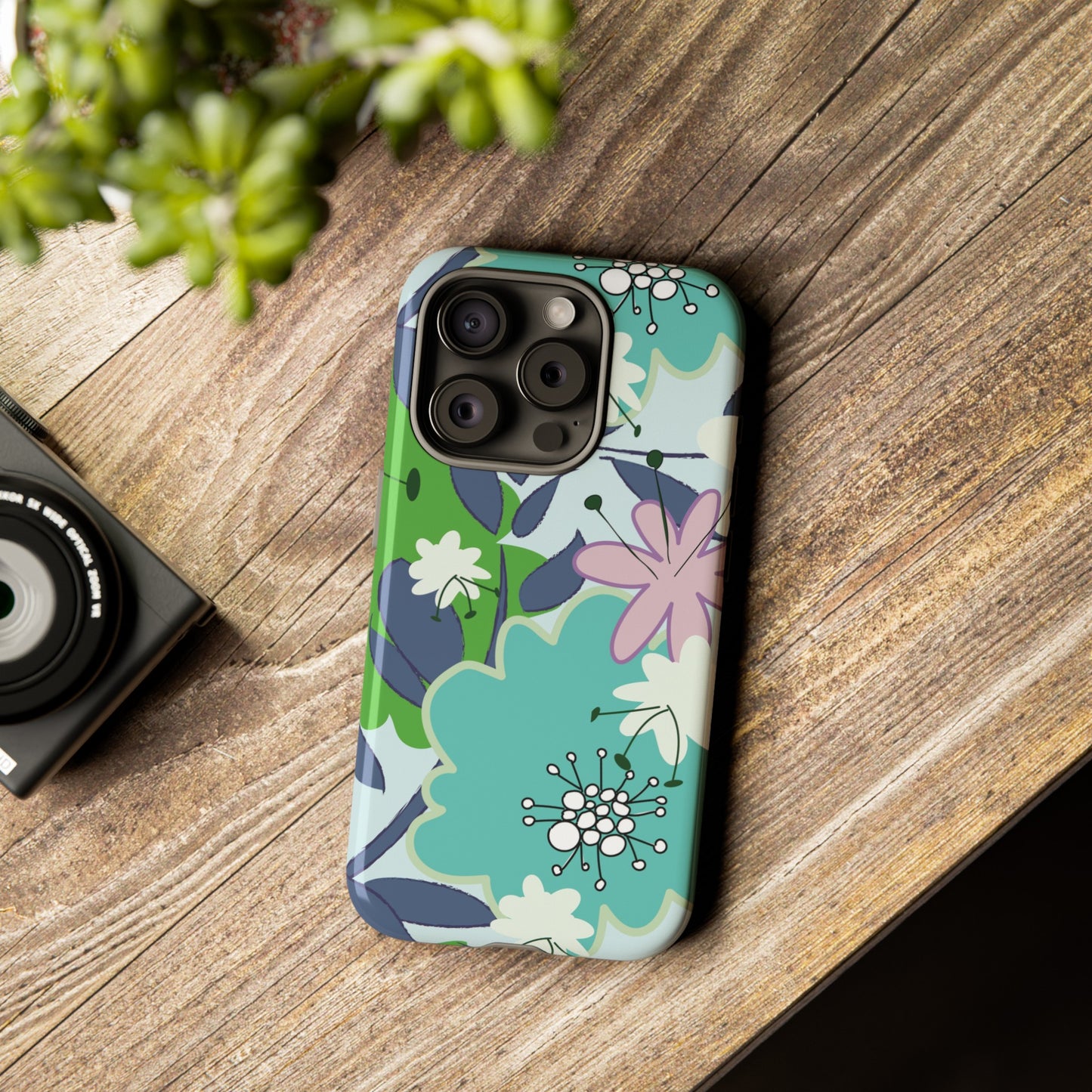 Mid Mod Floral in Blue and Green Tough Cases