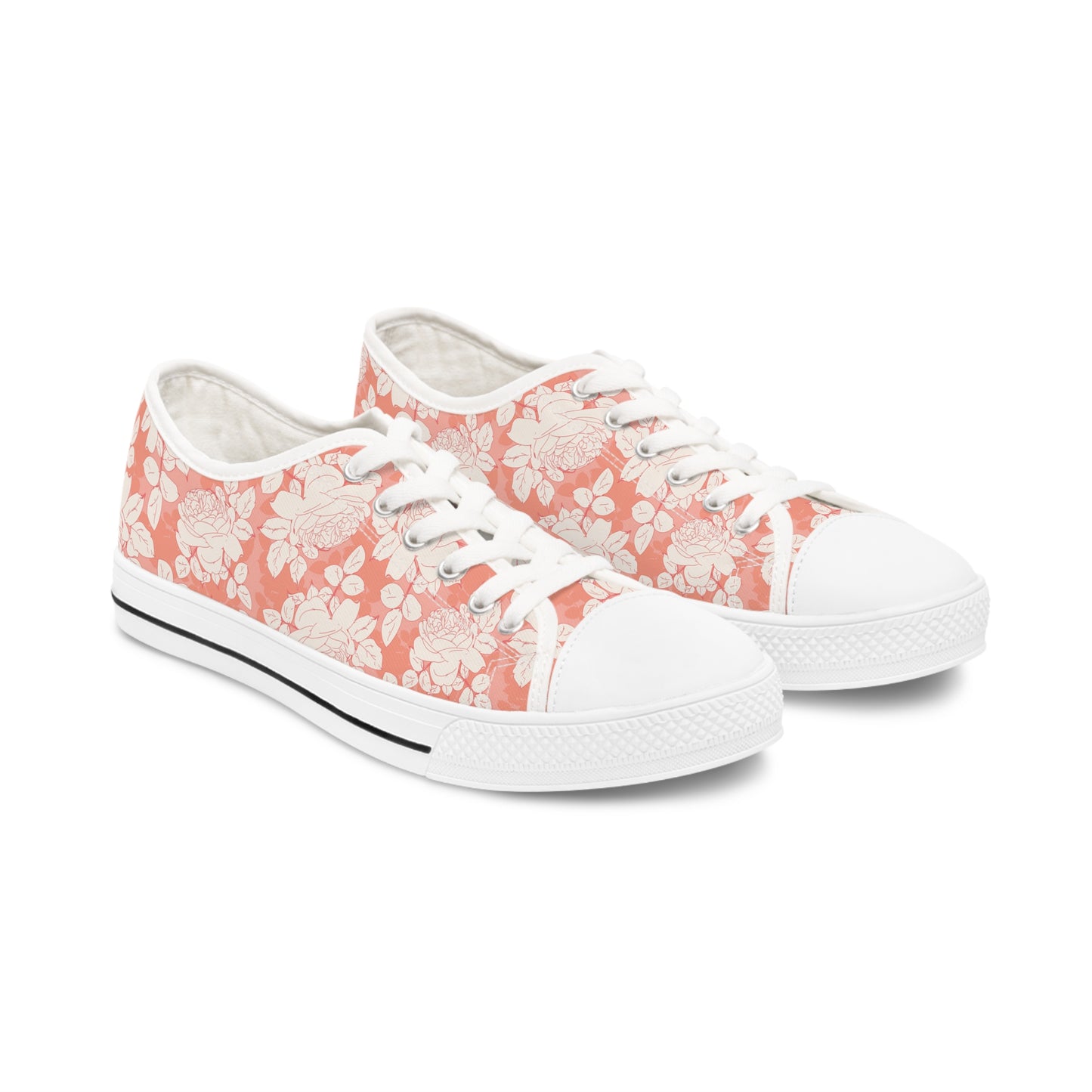 Peach and Cream Roses Women's Low Top Sneakers