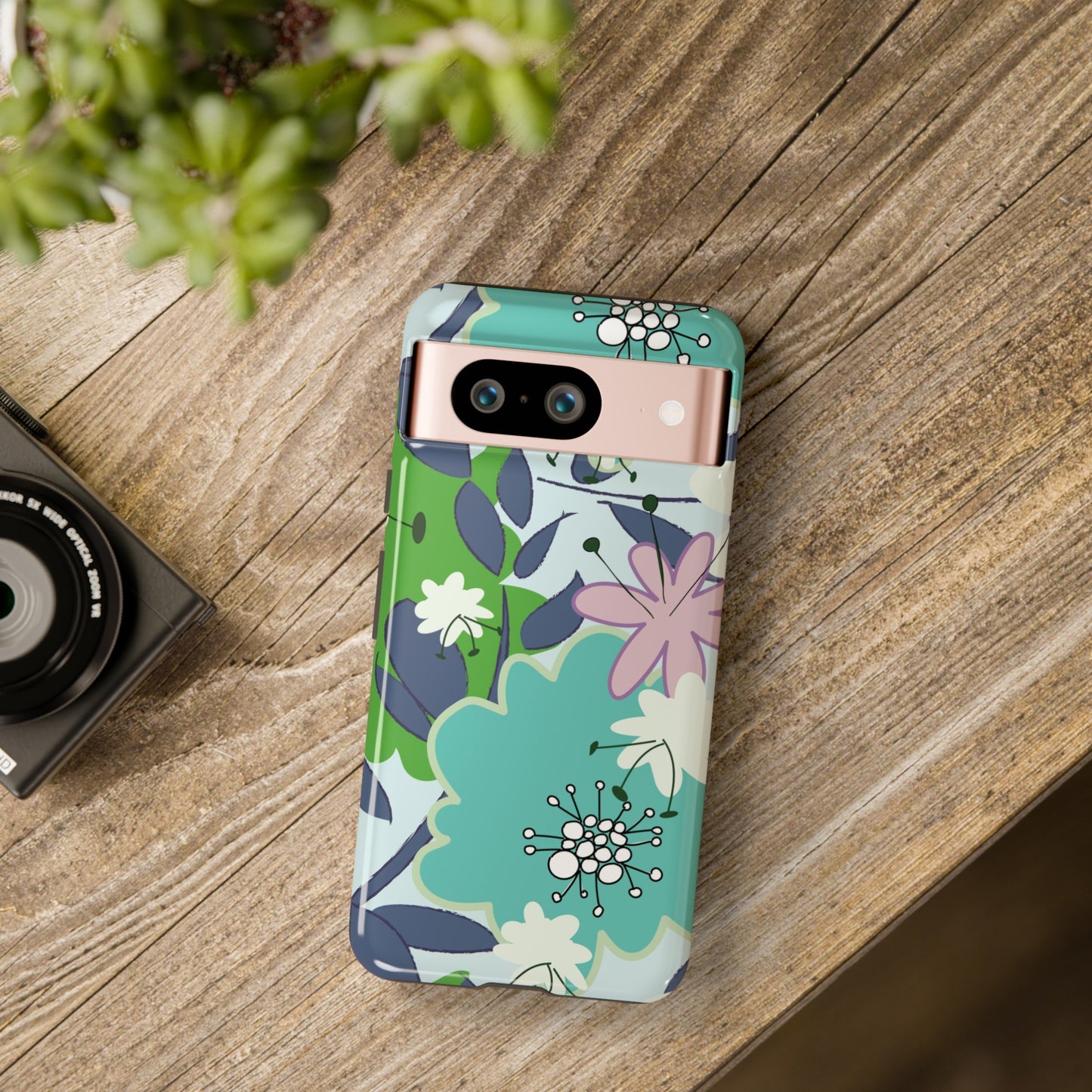 Mid Mod Floral in Blue and Green Tough Cases