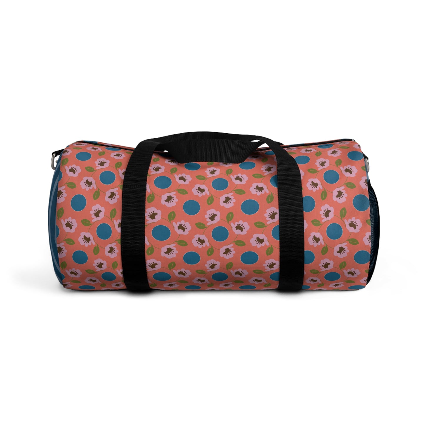 Wildflowers with Dots on Coral and Blue Duffel Bag